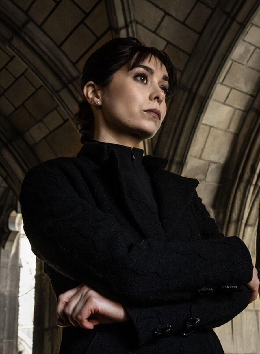 Harpoon Sofia Falcone Inspired Black Wool Fabric Coat - The Penguin 2024 Style