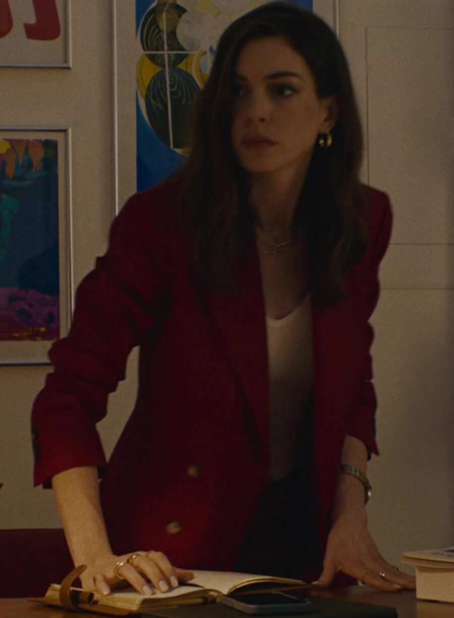 Harpoon Sol�ne Inspired Red Suiting Fabric Leather Jacket - The idea Of You 2024 Style