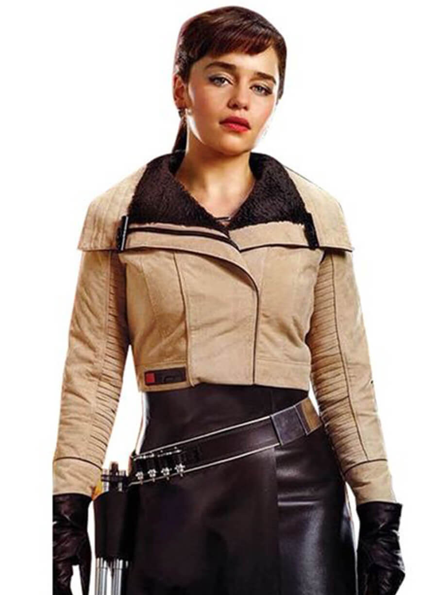 Harpoon Qira Inspired Beige Cotton Fabric Cotton Jacket - Solo A Star Wars Story Style