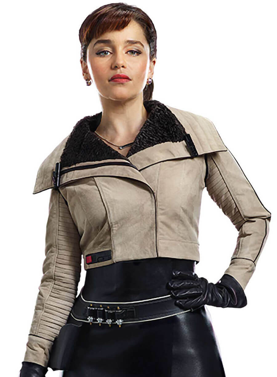 Harpoon Qira Inspired Beige Cotton Fabric Cotton Jacket - Solo A Star Wars Story Style