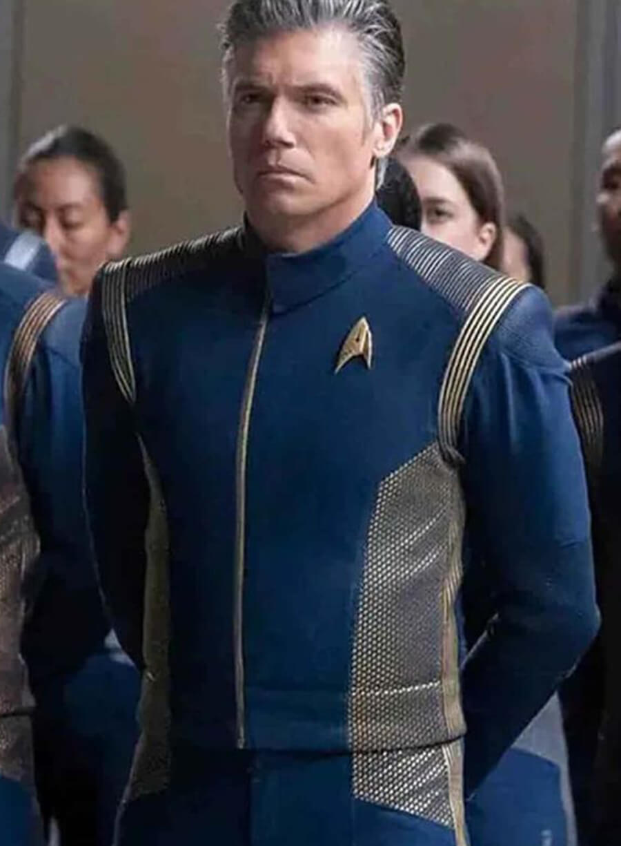 Harpoon Captain Christopher Pike Inspired Blue Wool Jacket - Star Trek 2022 Style
