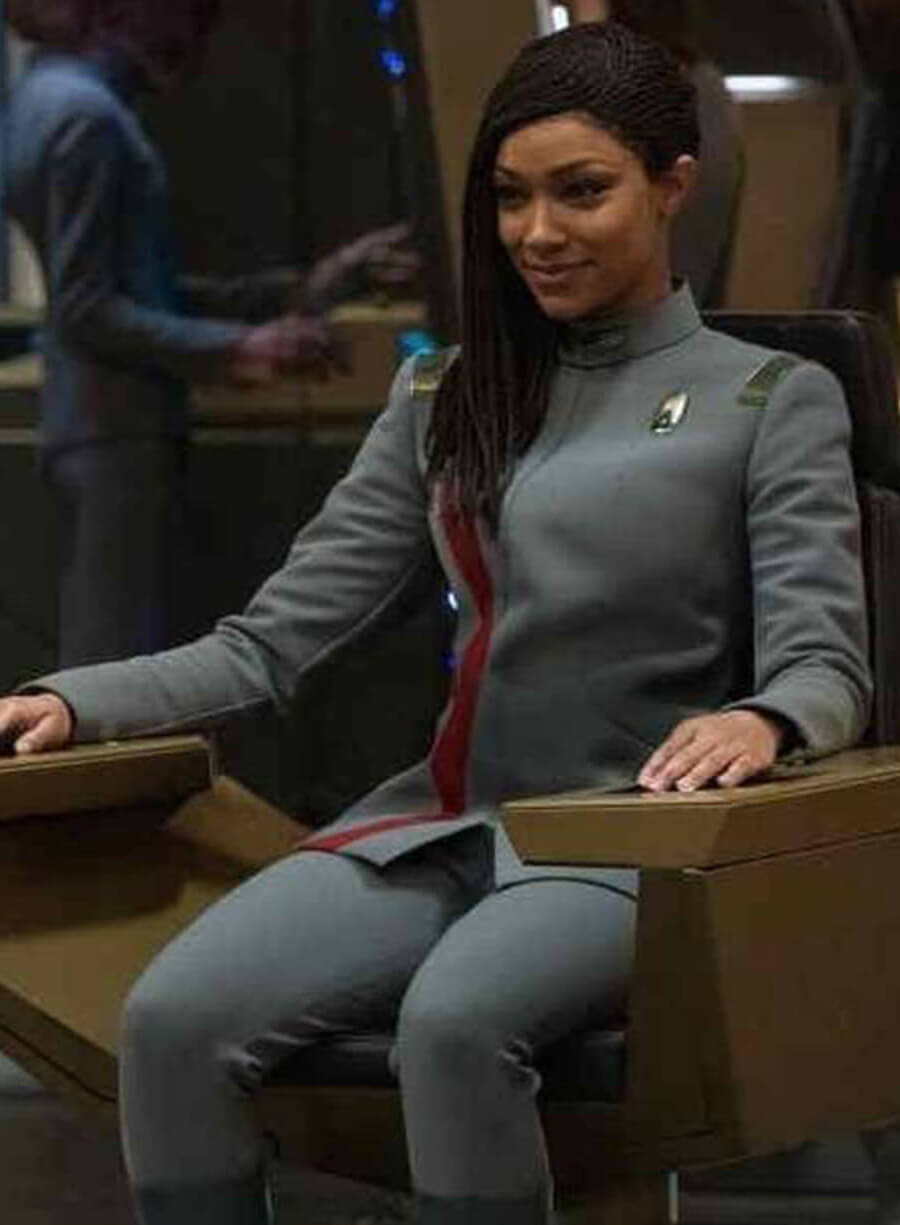 Harpoon Michael Burnham Inspired Grey Leather Jacket - Star Trek Discovery S5 Style