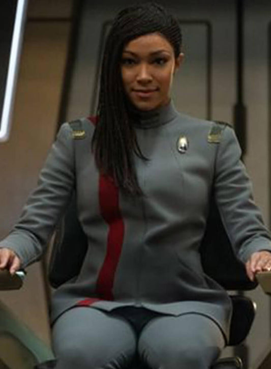 Harpoon Michael Burnham Inspired Grey Leather Jacket - Star Trek Discovery S5 Style