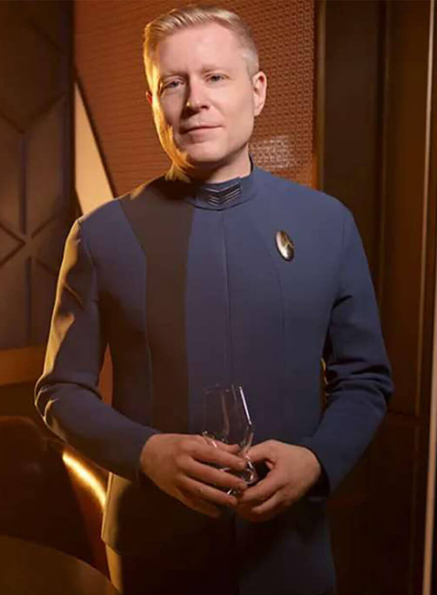 Harpoon Paul Stamets Inspired Blue Leather Jacket - Star Trek Discovery Style