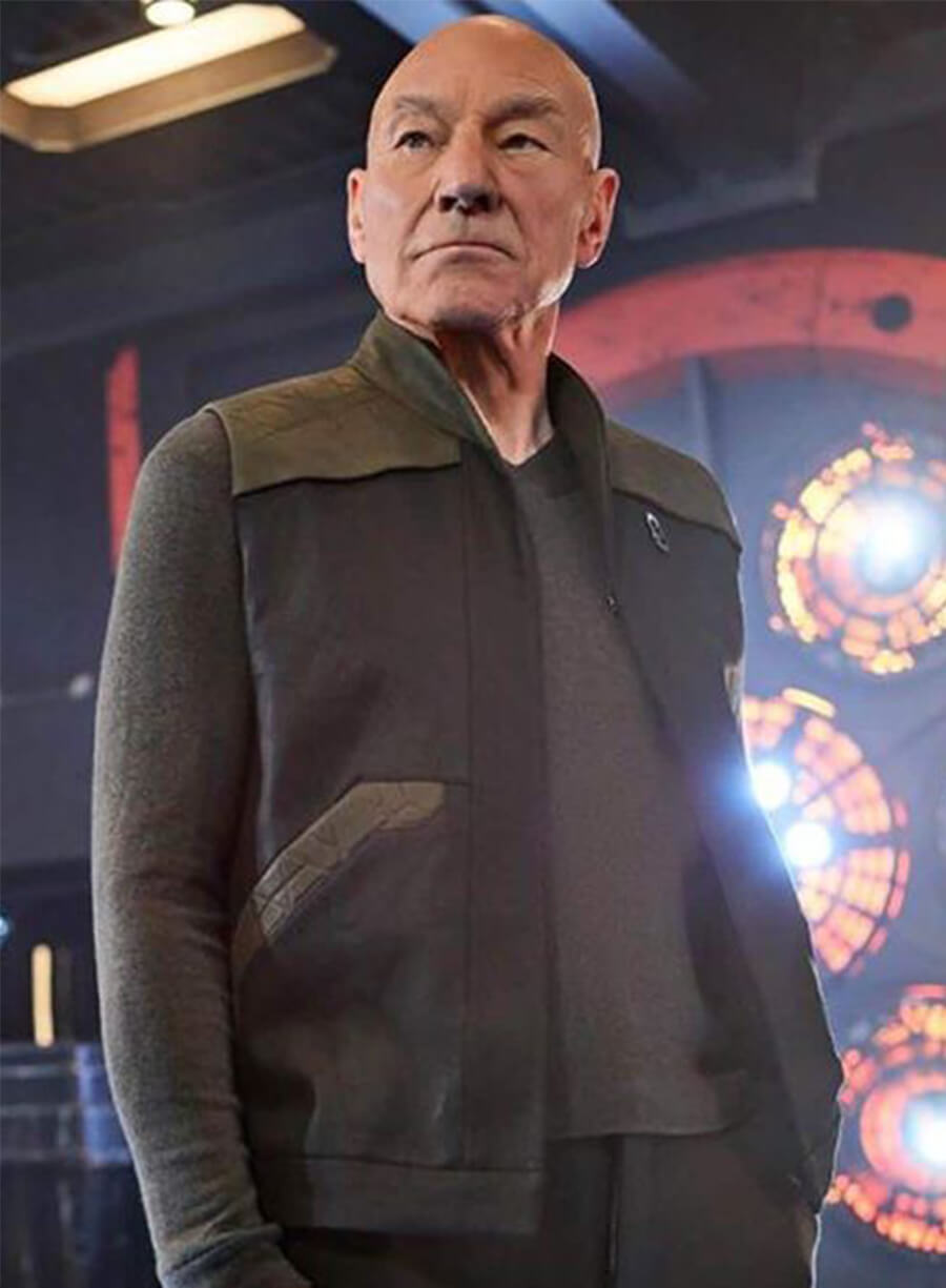 Harpoon Picard Inspired Black & Brown Real Leather Leather Jacket - Star Trek Picard Style