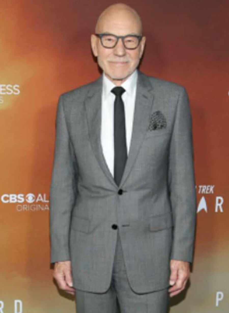 Harpoon Star Trek Picard Patrick Stewart Blazer Inspired Grey Leather Jacket