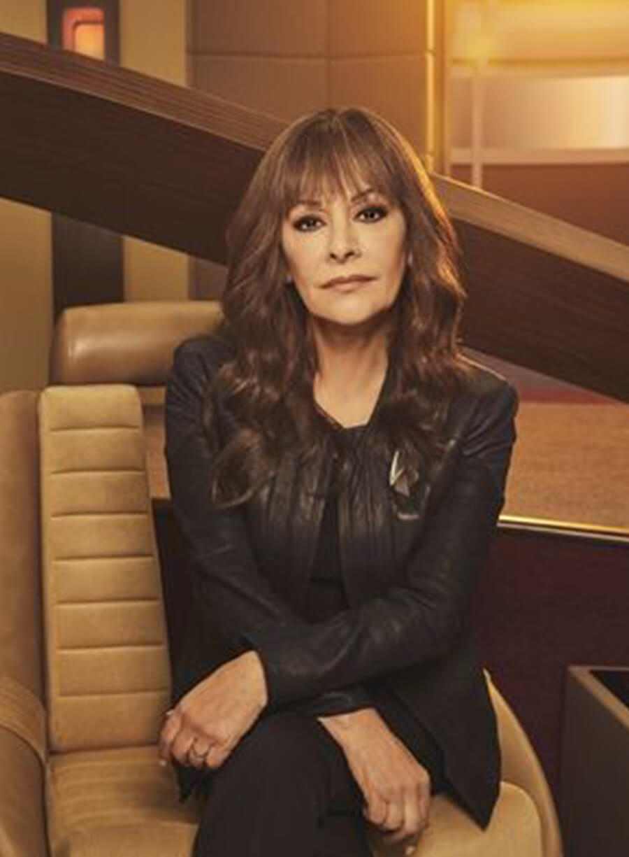 Harpoon Deanna Troi Inspired Black and Blue Leather Jacket - Star Trek Picard Season 3 Style