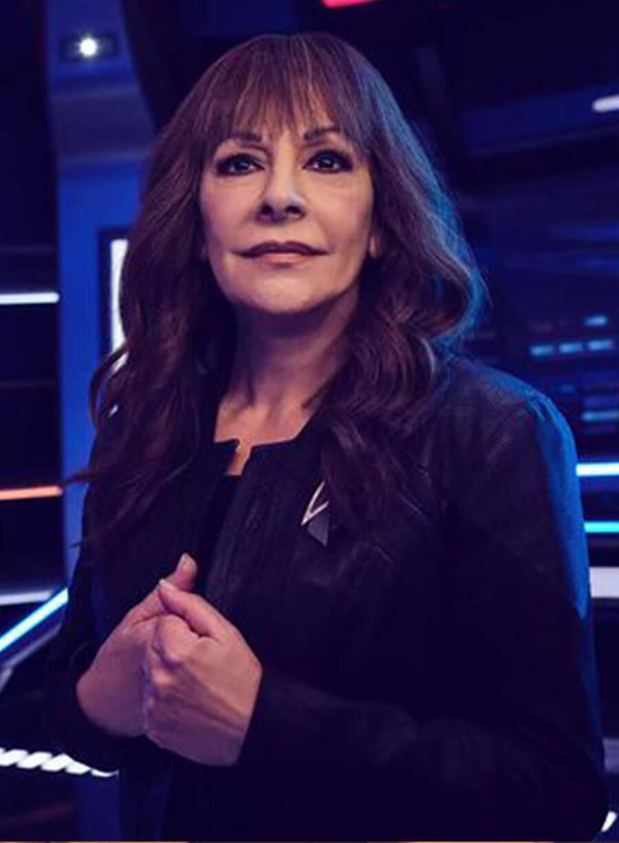 Harpoon Deanna Troi Inspired Black and Blue Leather Jacket - Star Trek Picard Season 3 Style
