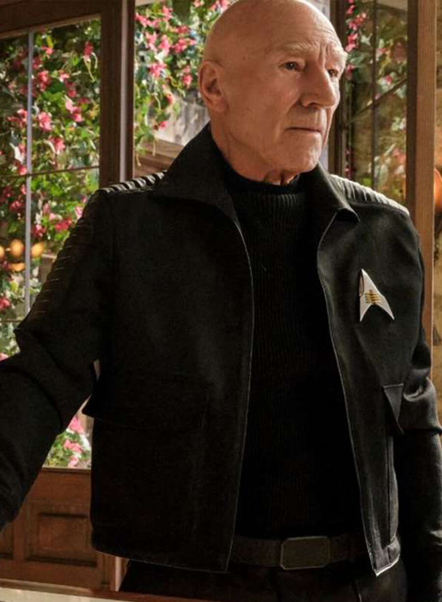 Harpoon Jean-Luc Picard Inspired Black Cotton Jacket - Star Trek Picard Season 3 Style