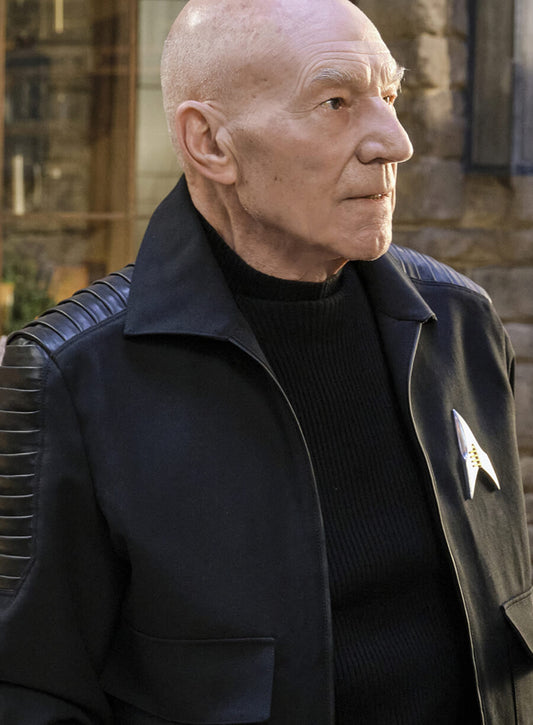 Harpoon Jean-Luc Picard Inspired Black Cotton Jacket - Star Trek Picard Season 3 Style