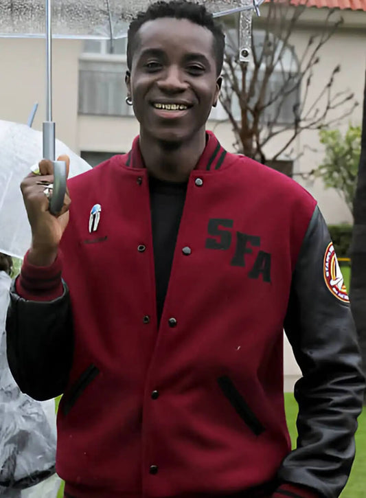 Harpoon Jay-Den Kraag Inspired Red & Black Varsity Jacket - Star Trek: Starfleet Academy Style