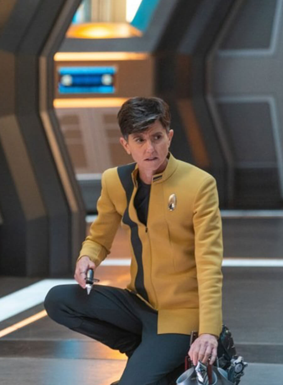 Harpoon Jett Reno Inspired Yellow Leather Jacket - Star Trek: Starfleet Academy Style