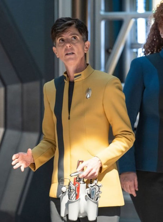 Harpoon Jett Reno Inspired Yellow Leather Jacket - Star Trek: Starfleet Academy Style
