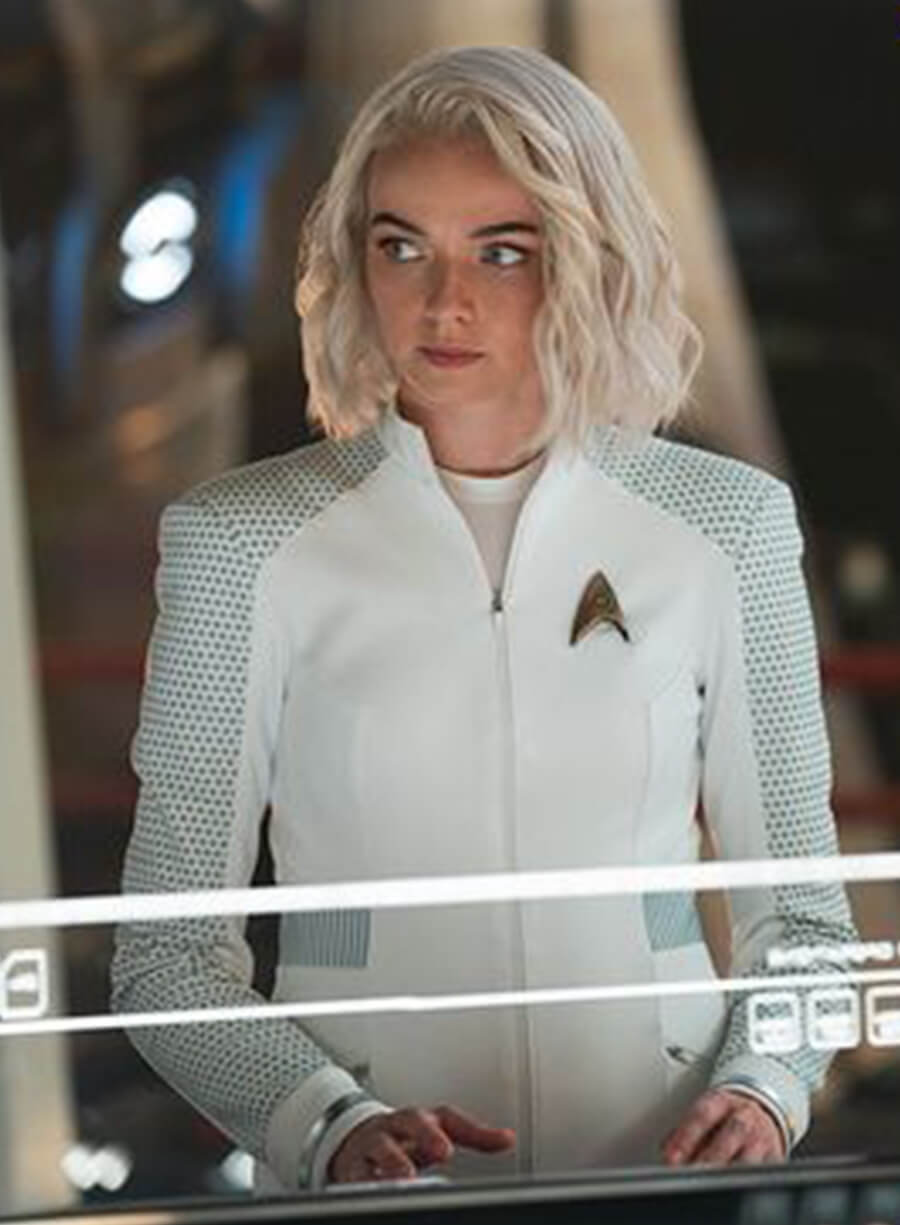 Harpoon Christine Chapel Inspired White Leather Jacket - Star Trek Strange New World Style