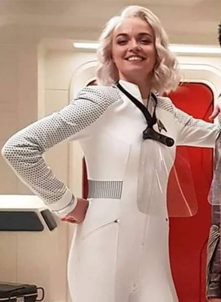 Harpoon Christine Chapel Inspired White Leather Jacket - Star Trek Strange New World Style