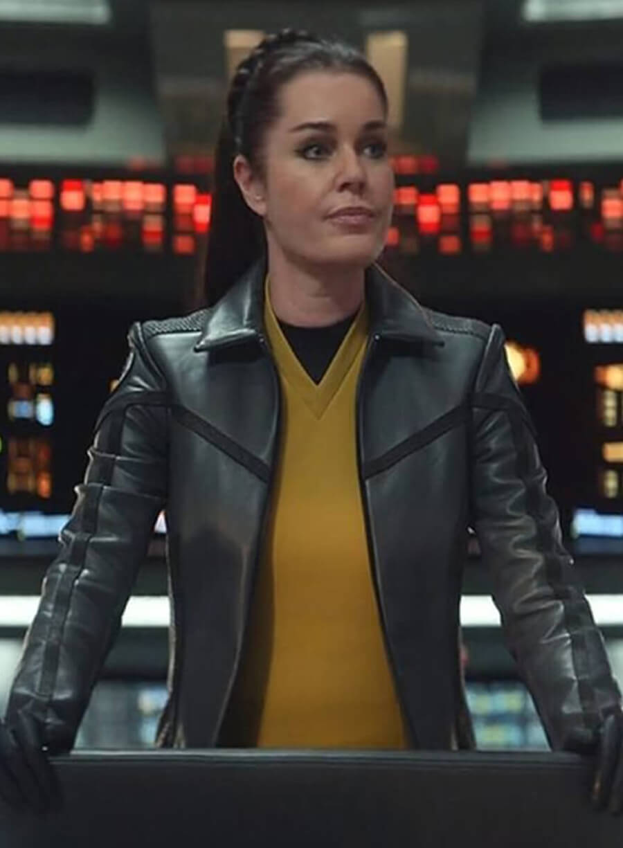 Harpoon Number One Inspired Black Leather Jacket - Star Trek : Strange New Worlds Style