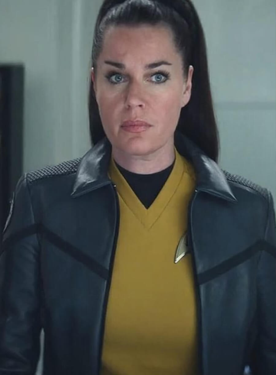 Harpoon Number One Inspired Black Leather Jacket - Star Trek : Strange New Worlds Style