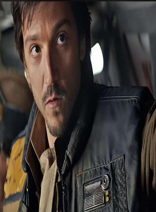 Harpoon Diego Luna Inspired Blue Parachute Fabric Leather Jacket - Andor Tv Series Style