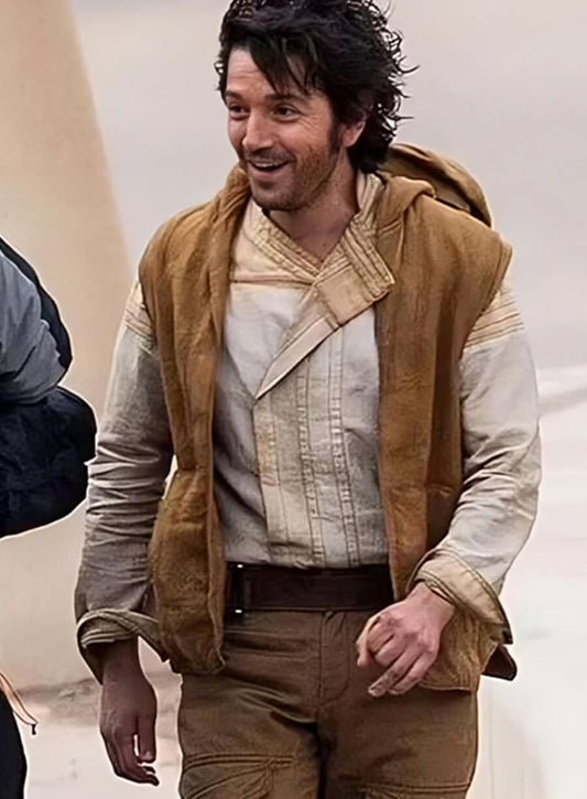 Harpoon Diego Luna Inspired Brown Wool Fabric Hooded Jacket - Andor Tv Series Style