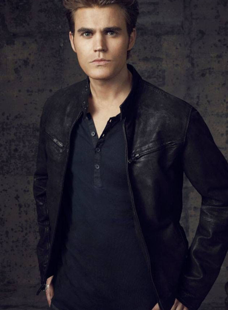 Harpoon Stefan Salvatore Inspired Black Leather Jacket - The Vampire Diaries Style