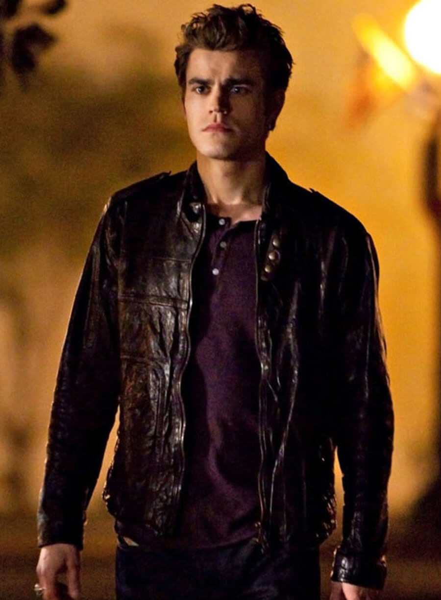 Harpoon Stefan Salvatore Inspired Black Leather Jacket - The Vampire Diaries Style