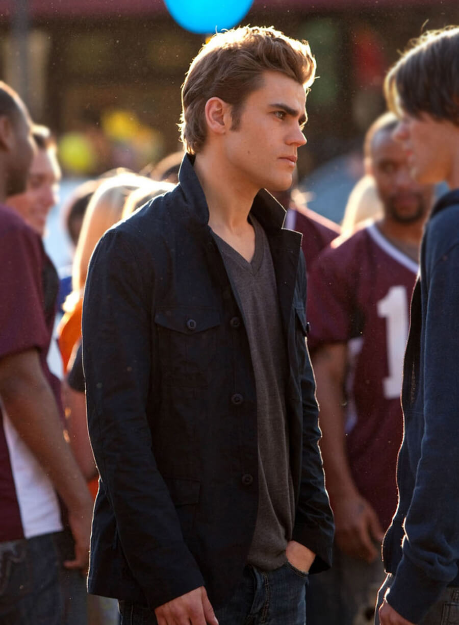 Harpoon Stefan Salvatore Inspired Blue Leather Jacket - The Vampire Diaries S01 Style