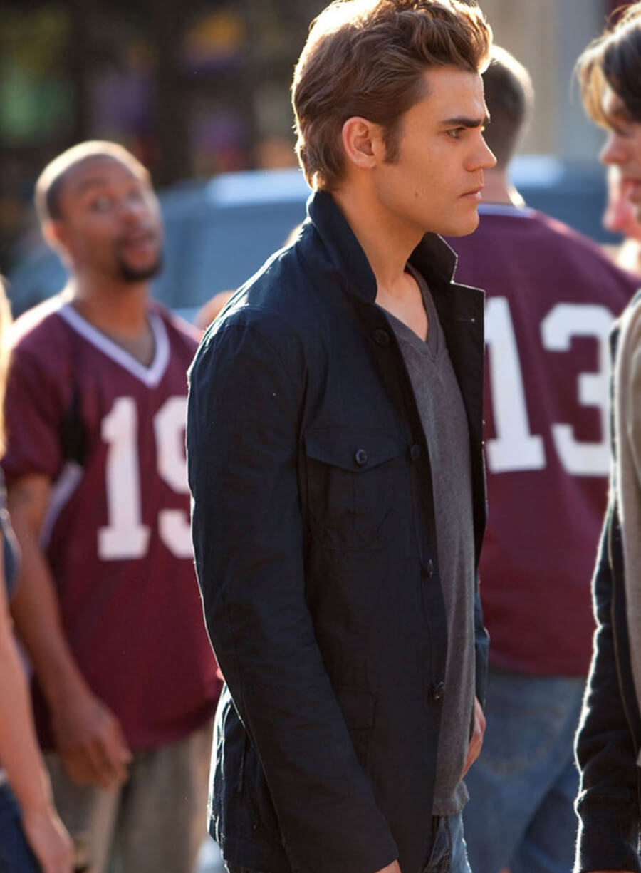 Harpoon Stefan Salvatore Inspired Blue Leather Jacket - The Vampire Diaries S01 Style