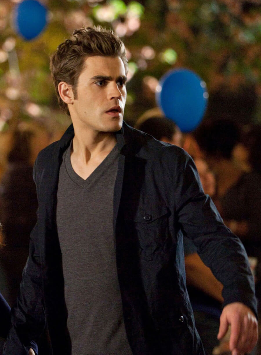 Harpoon Stefan Salvatore Inspired Blue Leather Jacket - The Vampire Diaries S01 Style
