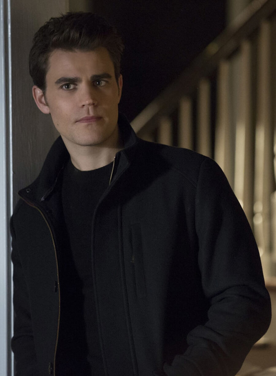 Harpoon Stefan Salvatore Inspired Black Wool Jacket - The Vampire Diaries S07 Style