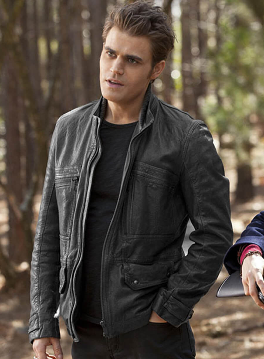Harpoon Stefan Salvatore Inspired Black Leather Jacket - Vampire Diaries Style