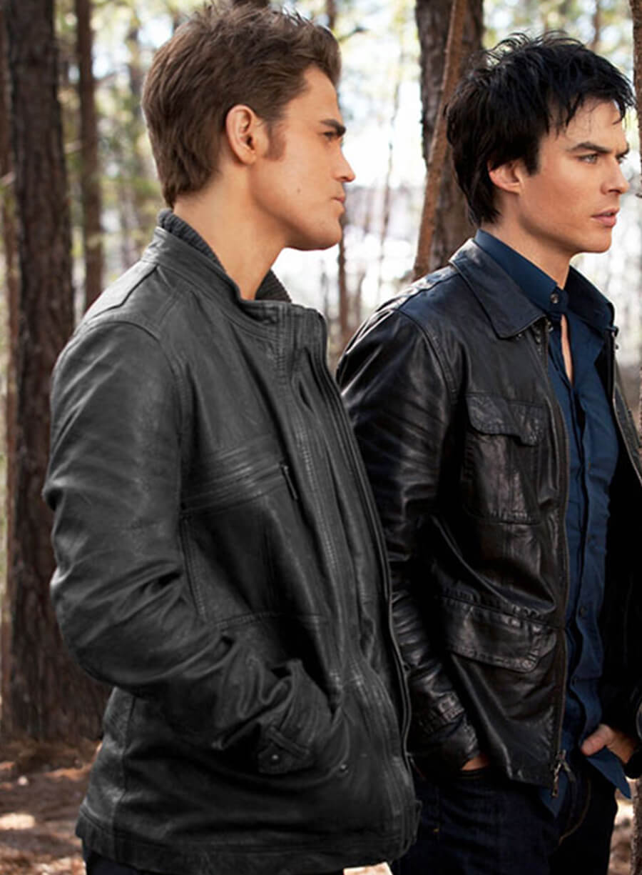 Harpoon Stefan Salvatore Inspired Black Leather Jacket - Vampire Diaries Style