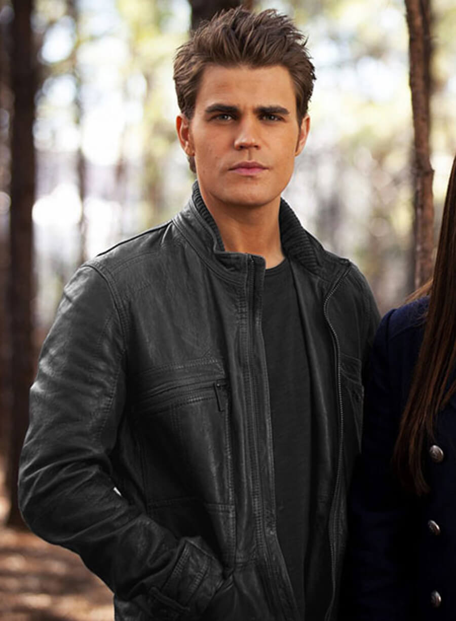 Harpoon Stefan Salvatore Inspired Black Leather Jacket - Vampire Diaries Style