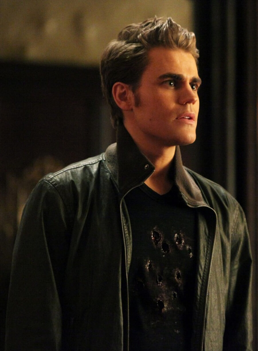 Harpoon Stefan Salvatore Inspired Black Leather Jacket - Vampire Diaries S03 Style