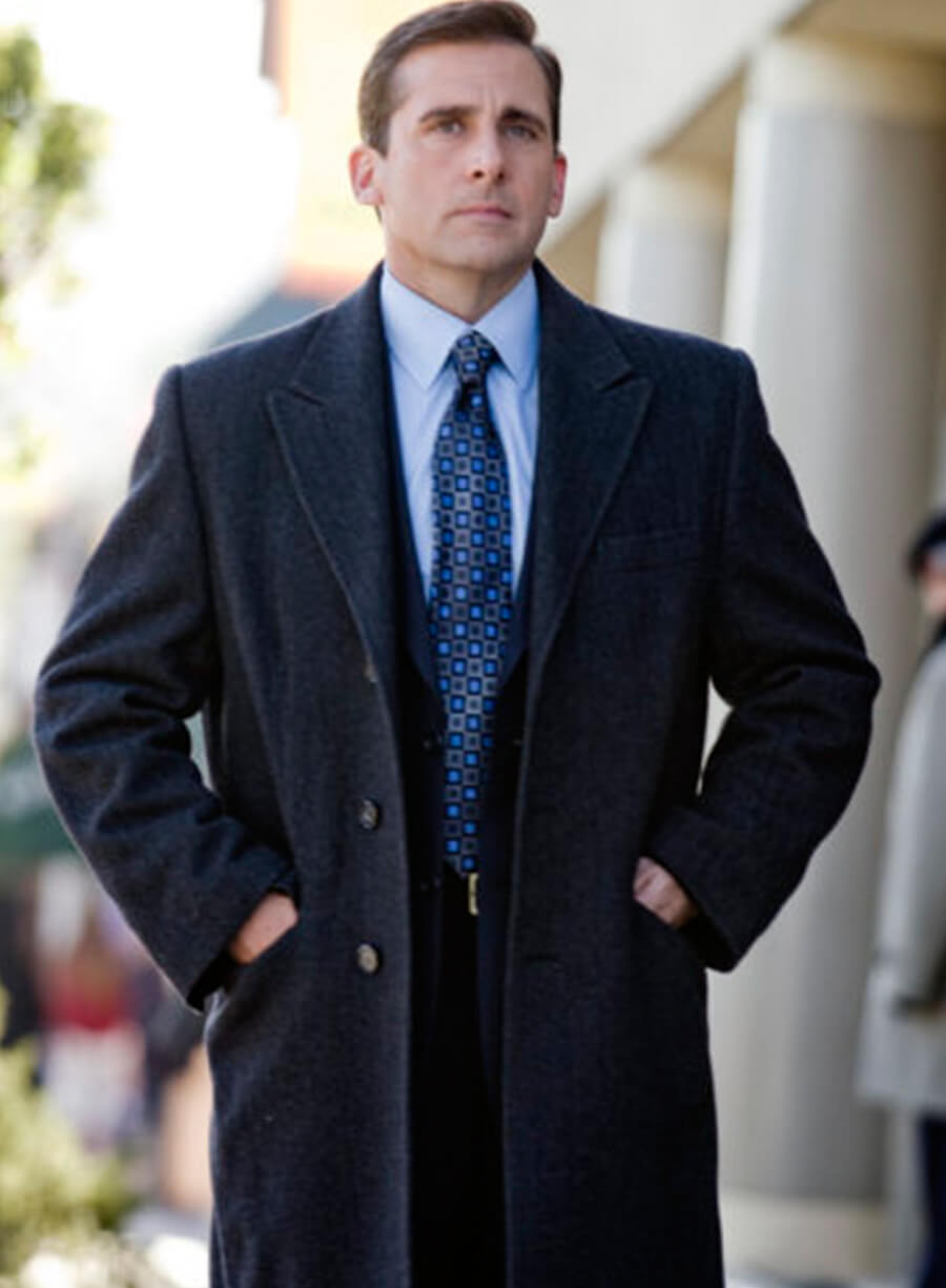 Harpoon Steve Carell Inspired Black Wool Coat - The Office Tv Series Style