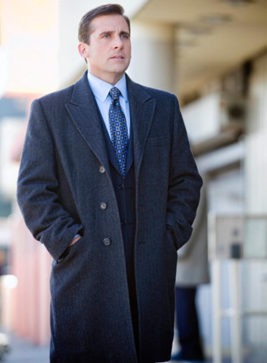 Harpoon Steve Carell Inspired Black Wool Coat - The Office Tv Series Style