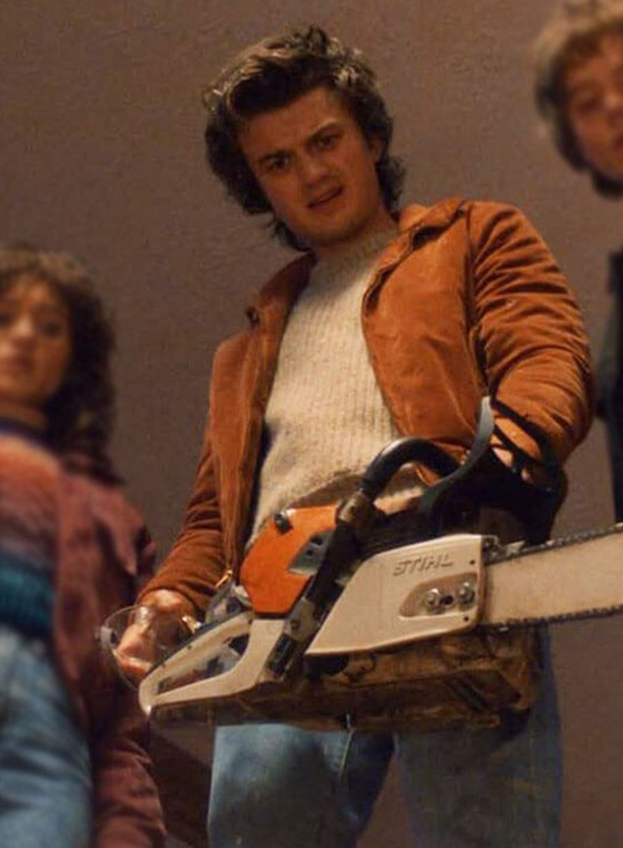 Harpoon Steve Harrington Inspired Brown Leather Jacket - Stranger Things Style