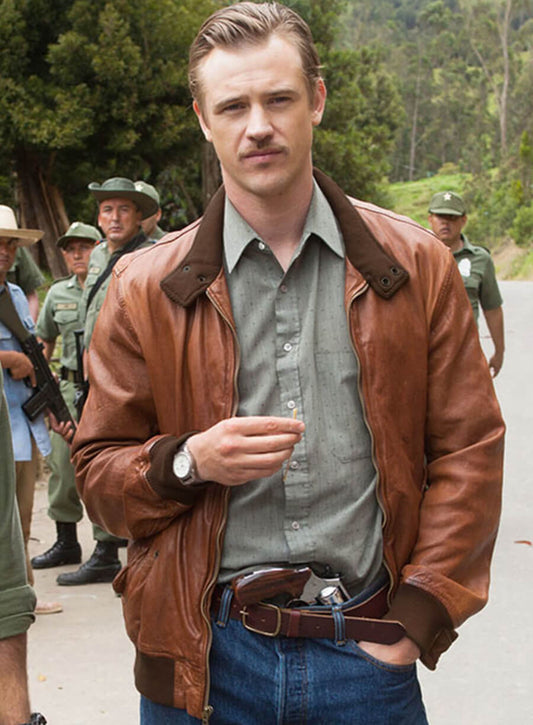 Harpoon Steve Murphy Inspired Brown Leather Jacket - Narcos Style