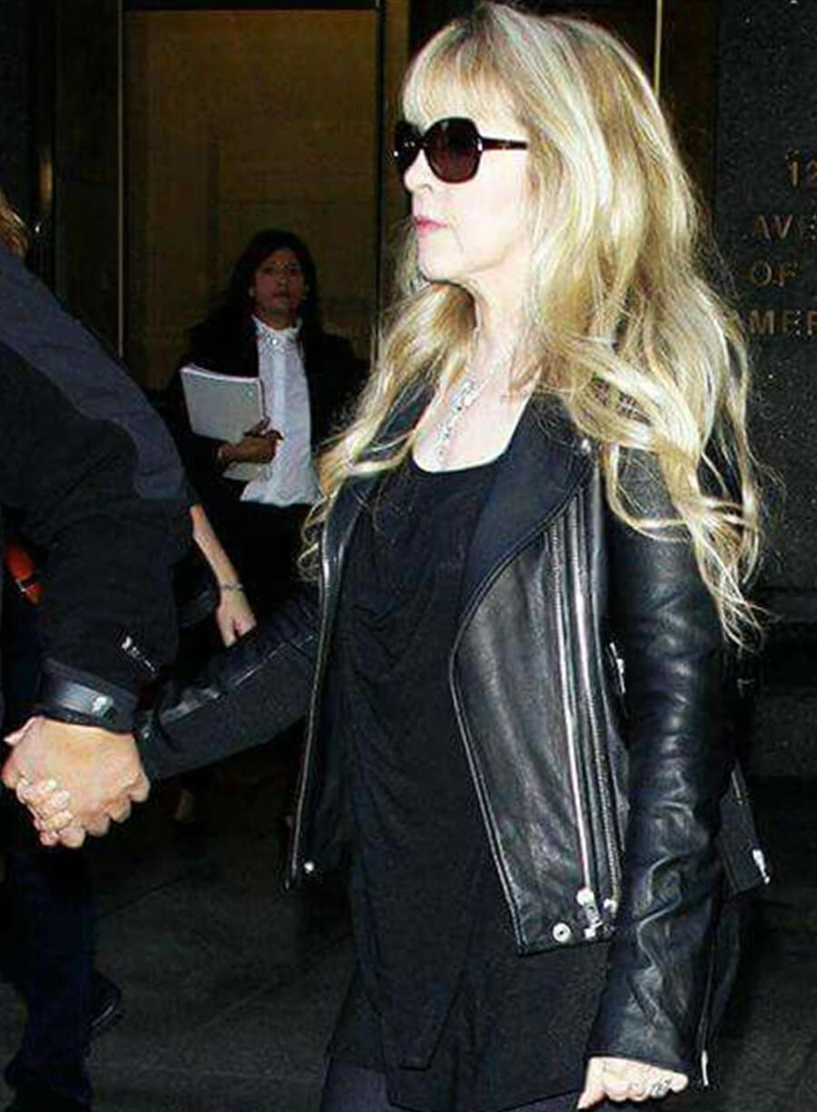Harpoon Stevie Nicks Inspired Black Real Leather Biker Jacket