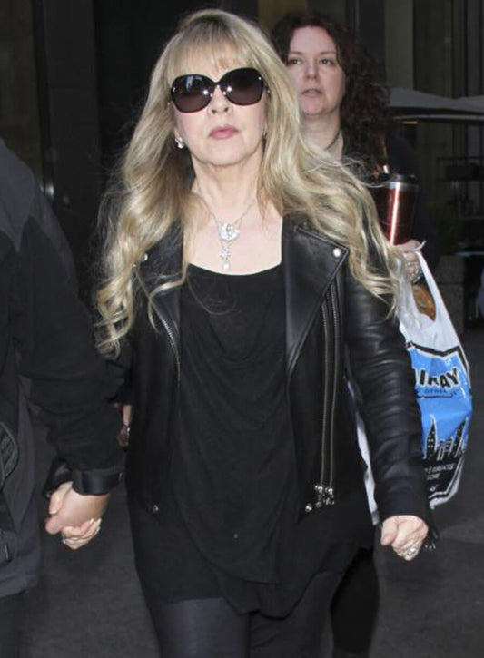 Harpoon Stevie Nicks Inspired Black Real Leather Biker Jacket