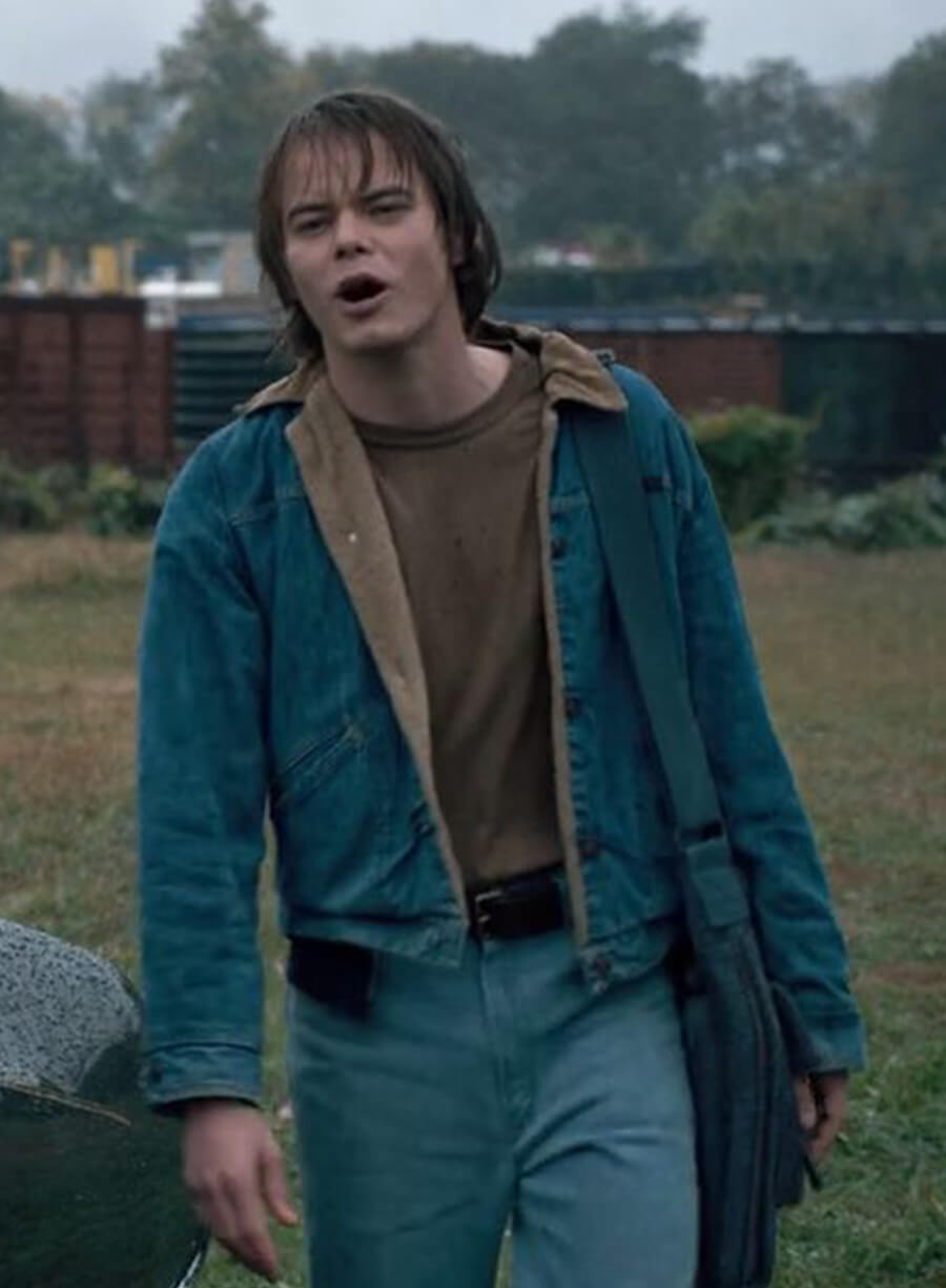 Harpoon Jonathan Byers Inspired Blue Denim Fabric Denim Jacket - Stranger Things Style