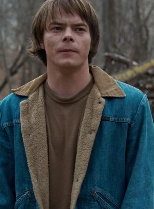 Harpoon Jonathan Byers Inspired Blue Denim Fabric Denim Jacket - Stranger Things Style