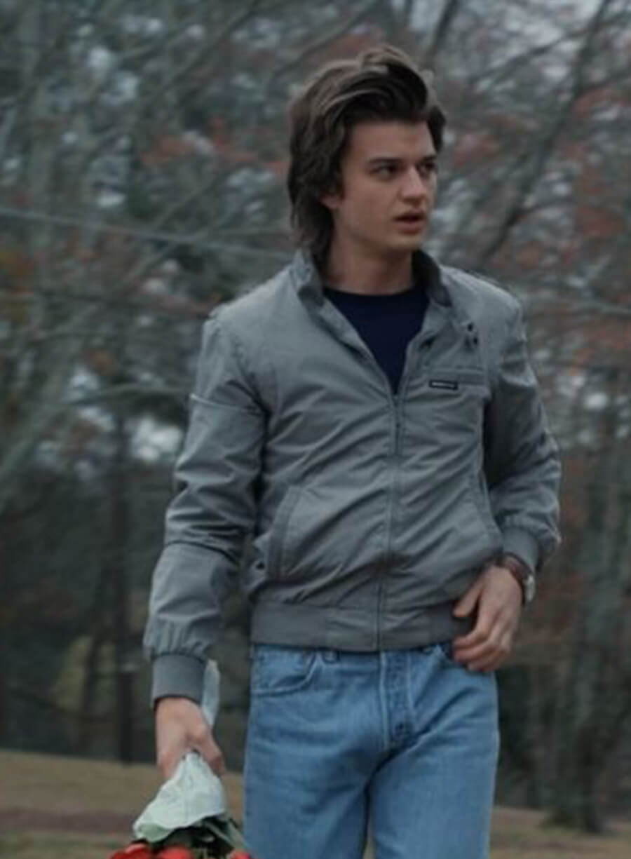 Harpoon Steve Harrington Inspired Grey Bomber Jacket - Stranger Things Style