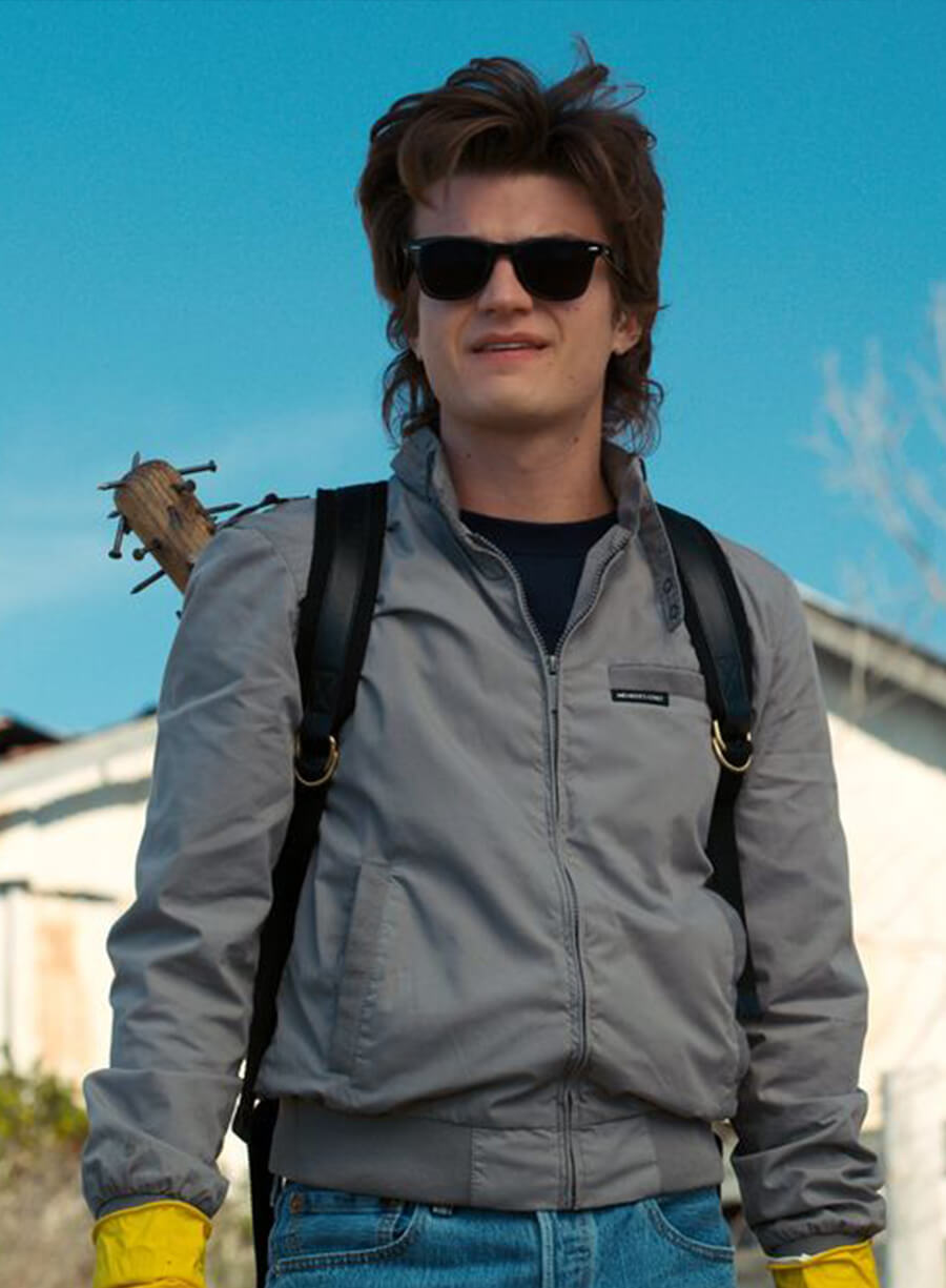 Harpoon Steve Harrington Inspired Grey Bomber Jacket - Stranger Things Style