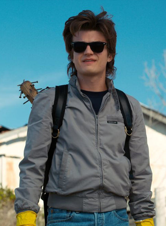 Harpoon Steve Harrington Inspired Grey Bomber Jacket - Stranger Things Style