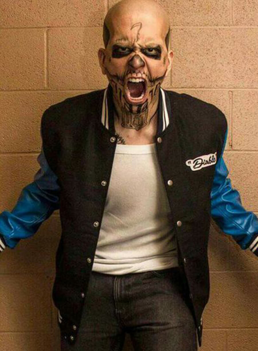 Harpoon Chato Santana Inspired Black & Blue Wool Fabric Varsity Jacket - Suicide Squad Style