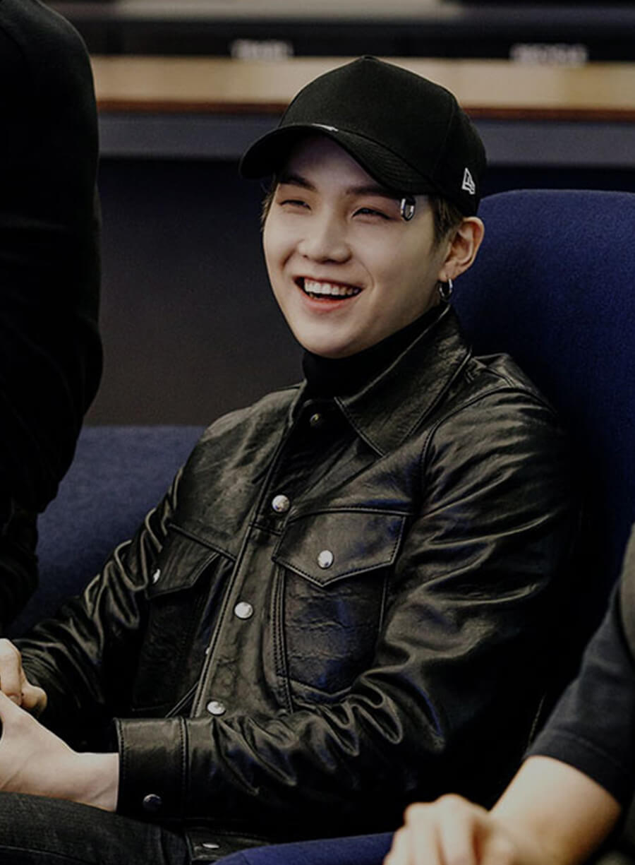 Harpoon Suga Min Yoon-gi Inspired Black Leather Jacket