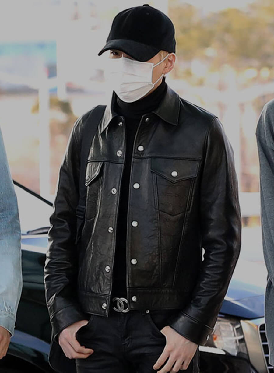 Harpoon Suga Min Yoon-gi Inspired Black Leather Jacket