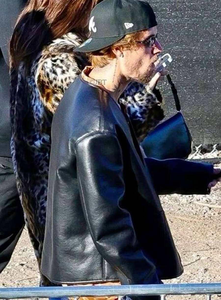 Harpoon Super Bowl Justin Bieber Inspired Black Leather Jacket