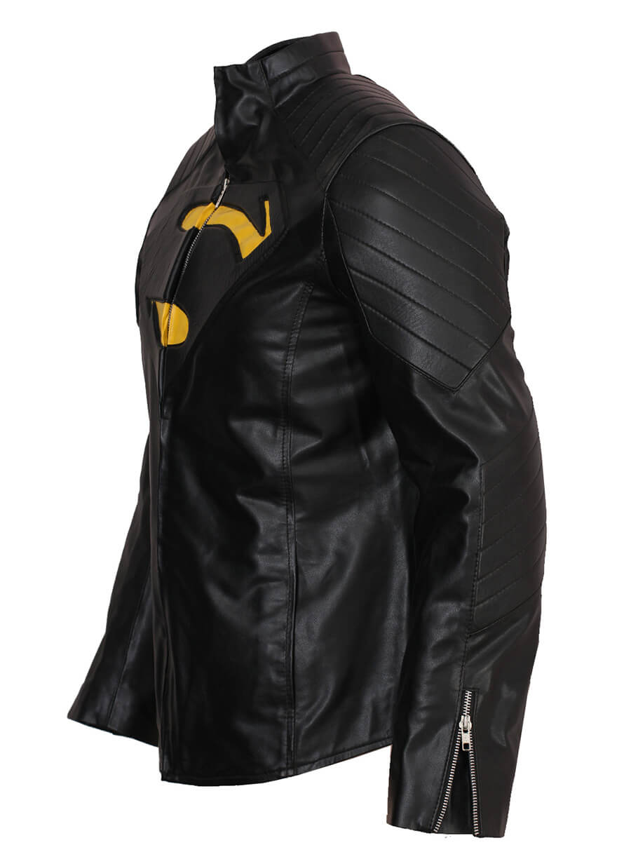 Harpoon Superman Men Outfit Inspired Black & Yellow Leather Jacket