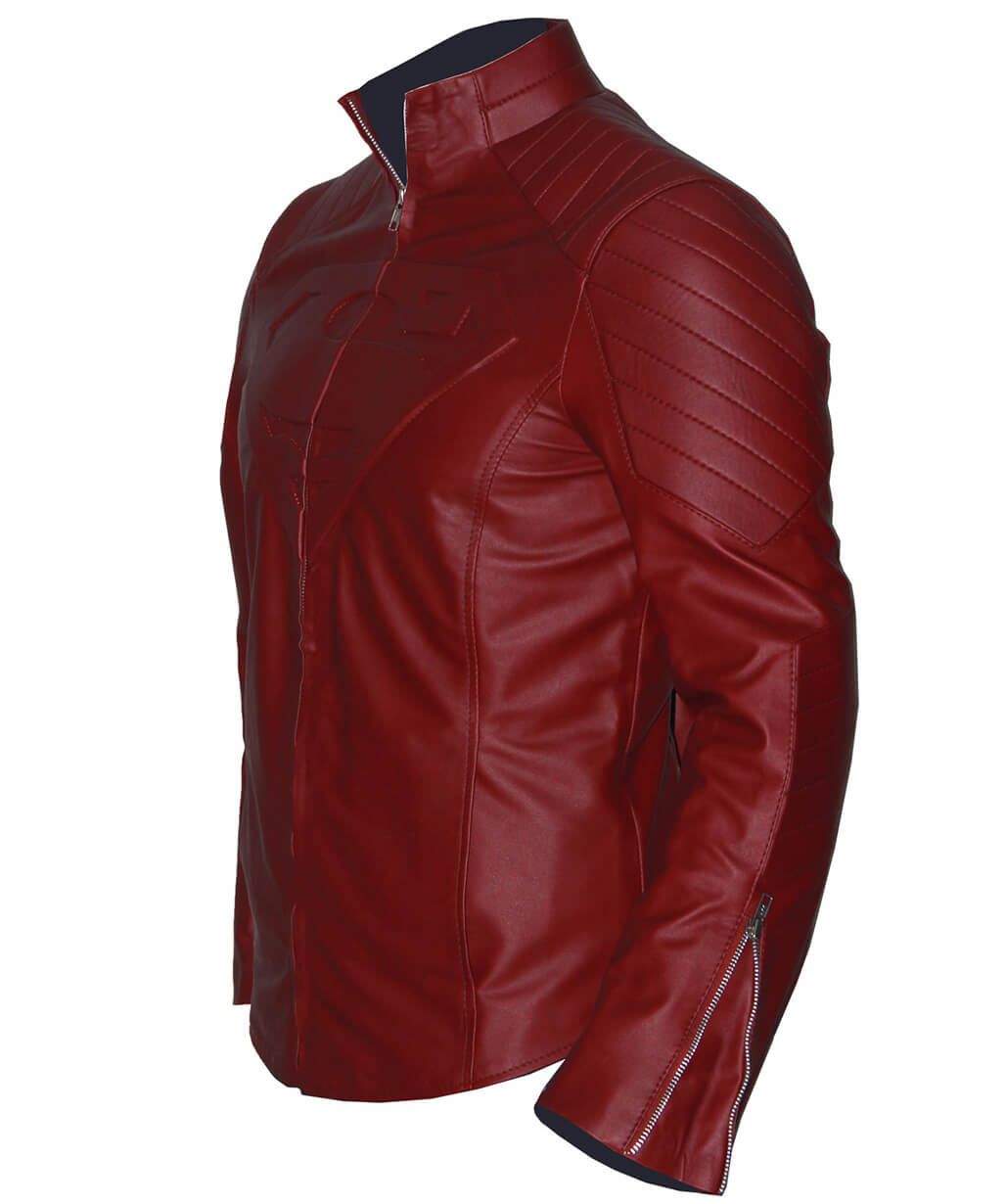 Harpoon Clark Kent Inspired Red Faux Leather or Real Leather Leather Jacket